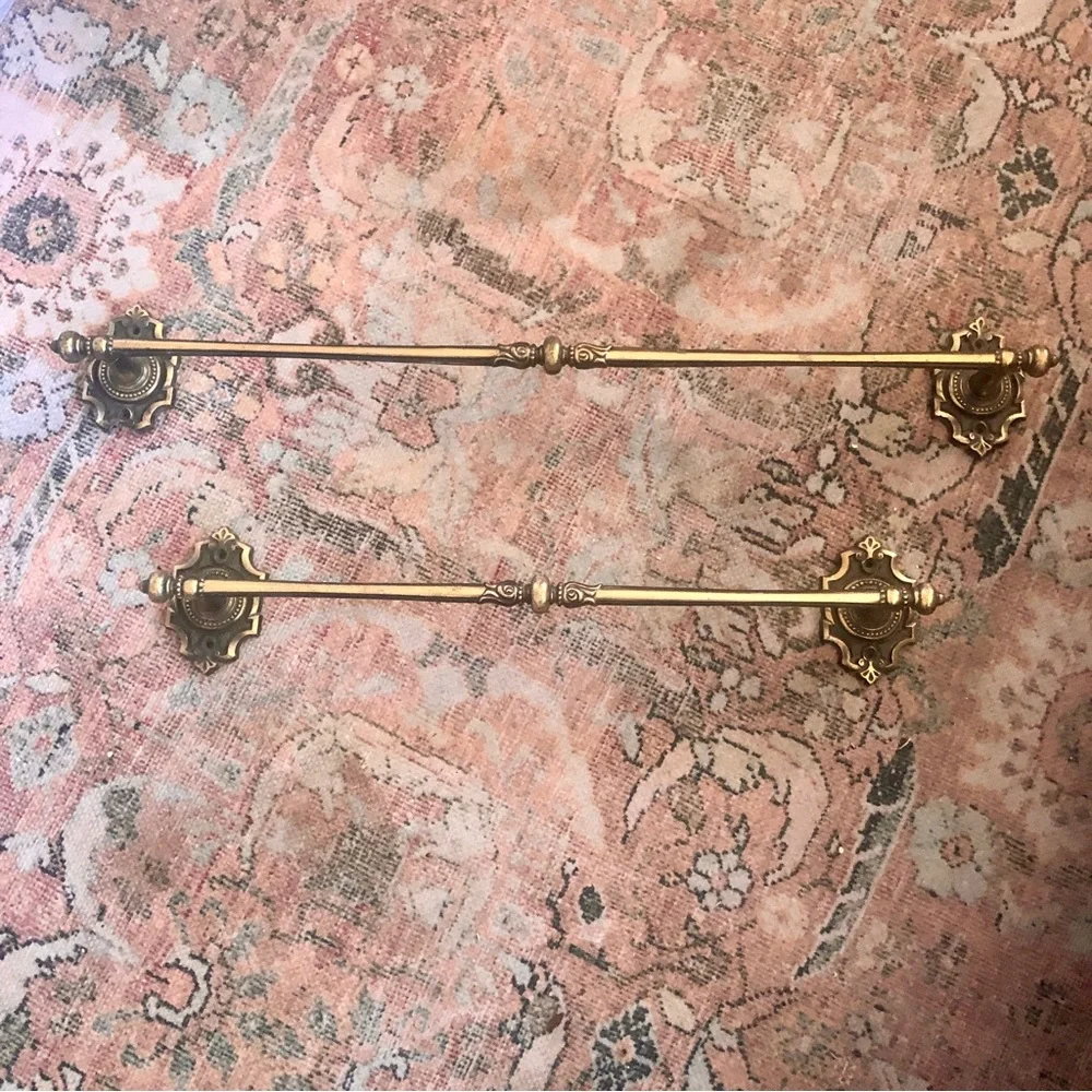Amerock Carriage House Antiqued Brass Bathroom Towel Rack Bar MCM Bath Hand Set